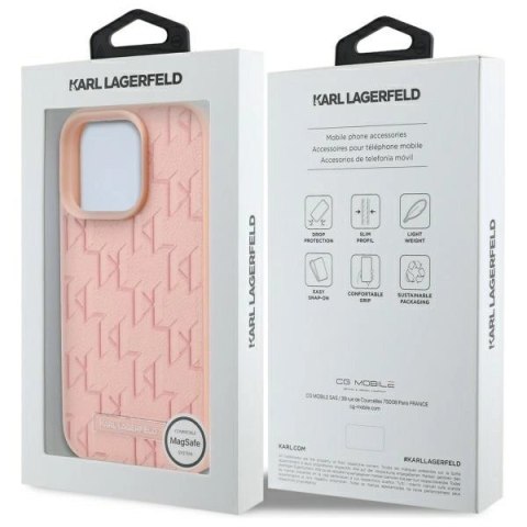 Etui Karl Lagerfeld Hot Stamp Magsafe na iPhone 16 Pro Max - różowe Etui Karl Lagerfeld Hot Stamp Magsafe na iPhone 16 Pro Max - różowe