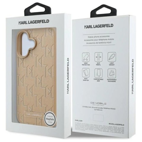 Etui Karl Lagerfeld Hot Stamp Magsafe na iPhone 16 - beżowe Etui Karl Lagerfeld Hot Stamp Magsafe na iPhone 16 - beżowe