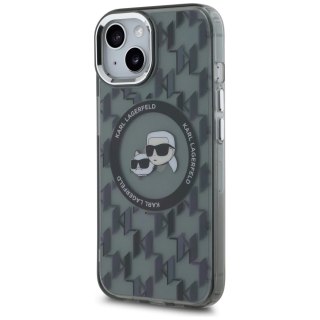 Etui Karl Lagerfeld IML Monogram Karl & Choupette Head MagSafe na iPhone 15 Plus - czarne