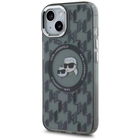 Etui Karl Lagerfeld IML Monogram Karl & Choupette Head MagSafe na iPhone 15 Plus - czarne Etui Karl Lagerfeld IML Monogram Karl & Choupette Head MagSafe na iPhone 15 Plus - czarne