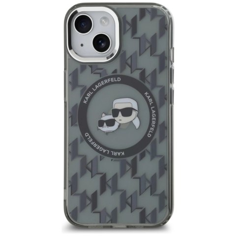 Etui Karl Lagerfeld IML Monogram Karl & Choupette Head MagSafe na iPhone 15 Plus - czarne Etui Karl Lagerfeld IML Monogram Karl & Choupette Head MagSafe na iPhone 15 Plus - czarne