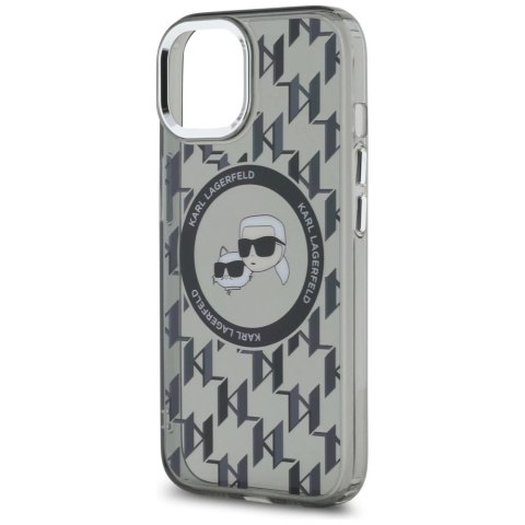 Etui Karl Lagerfeld IML Monogram Karl & Choupette Head MagSafe na iPhone 15 Plus - czarne Etui Karl Lagerfeld IML Monogram Karl & Choupette Head MagSafe na iPhone 15 Plus - czarne