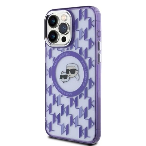 Etui Karl Lagerfeld IML Monogram Karl & Choupette Head MagSafe na iPhone 15 Pro Max - fioletowe Etui Karl Lagerfeld IML Monogram Karl & Choupette Head MagSafe na iPhone 15 Pro Max - fioletowe