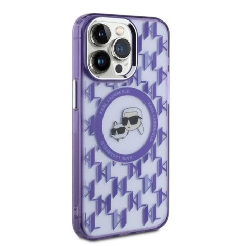 Etui Karl Lagerfeld IML Monogram Karl & Choupette Head MagSafe na iPhone 15 Pro Max - fioletowe Etui Karl Lagerfeld IML Monogram Karl & Choupette Head MagSafe na iPhone 15 Pro Max - fioletowe