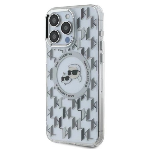 Etui Karl Lagerfeld IML Monogram Karl & Choupette Head MagSafe na iPhone 15 Pro Max - przezroczyste Etui Karl Lagerfeld IML Monogram Karl & Choupette Head MagSafe na iPhone 15 Pro Max - przezroczyste