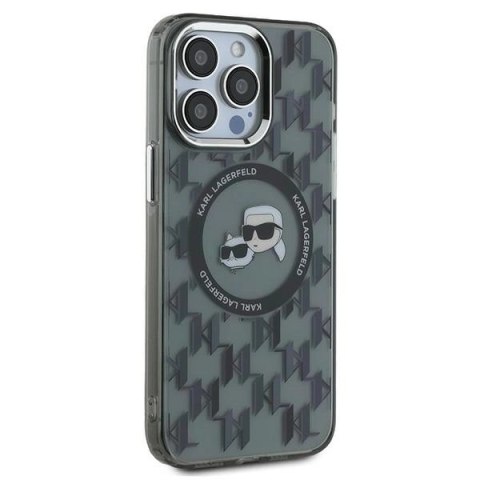 Etui Karl Lagerfeld IML Monogram Karl & Choupette Head MagSafe na iPhone 15 Pro - czarne Etui Karl Lagerfeld IML Monogram Karl & Choupette Head MagSafe na iPhone 15 Pro - czarne