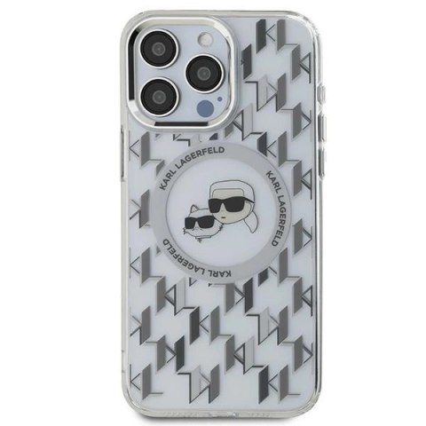 Etui Karl Lagerfeld IML Monogram Karl & Choupette Head MagSafe na iPhone 15 Pro - przezroczyste Etui Karl Lagerfeld IML Monogram Karl & Choupette Head MagSafe na iPhone 15 Pro - przezroczyste
