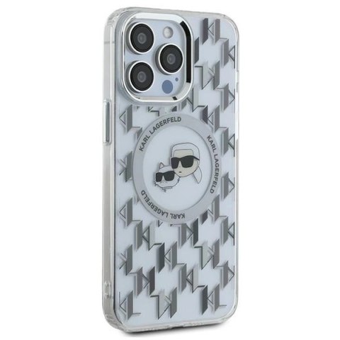 Etui Karl Lagerfeld IML Monogram Karl & Choupette Head MagSafe na iPhone 15 Pro - przezroczyste Etui Karl Lagerfeld IML Monogram Karl & Choupette Head MagSafe na iPhone 15 Pro - przezroczyste