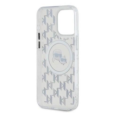 Etui Karl Lagerfeld IML Monogram Karl & Choupette Head MagSafe na iPhone 15 Pro - przezroczyste Etui Karl Lagerfeld IML Monogram Karl & Choupette Head MagSafe na iPhone 15 Pro - przezroczyste