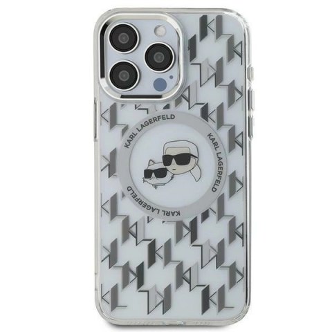 Etui Karl Lagerfeld IML Monogram Karl & Choupette Head MagSafe na iPhone 15 - przezroczyste Etui Karl Lagerfeld IML Monogram Karl & Choupette Head MagSafe na iPhone 15 - przezroczyste