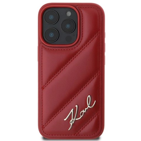 Etui Karl Lagerfeld Quilted Signature na iPhone 16 Pro - czerwone Etui Karl Lagerfeld Quilted Signature na iPhone 16 Pro - czerwone