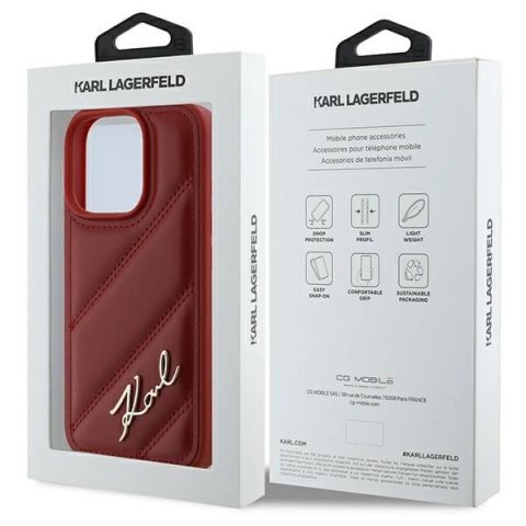 Etui Karl Lagerfeld Quilted Signature na iPhone 16 Pro - czerwone Etui Karl Lagerfeld Quilted Signature na iPhone 16 Pro - czerwone