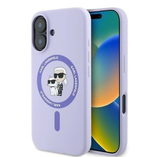 Etui Karl Lagerfeld Silicone Karl&Choupette Ring MagSafe na iPhone 16 - fioletowe