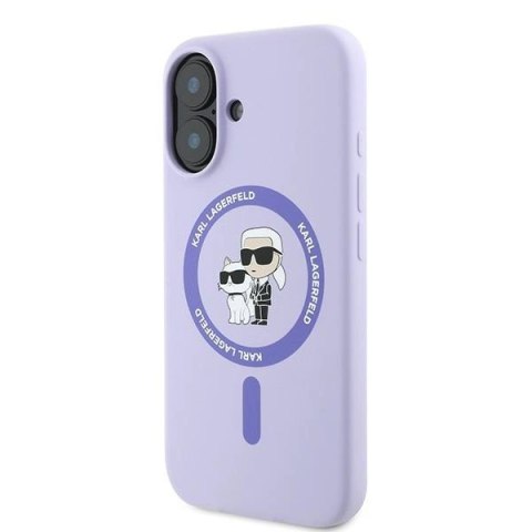 Etui Karl Lagerfeld Silicone Karl&Choupette Ring MagSafe na iPhone 16 - fioletowe Etui Karl Lagerfeld Silicone Karl&Choupette Ring MagSafe na iPhone 16 - fioletowe