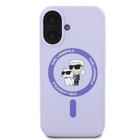Etui Karl Lagerfeld Silicone Karl&Choupette Ring MagSafe na iPhone 16 - fioletowe Etui Karl Lagerfeld Silicone Karl&Choupette Ring MagSafe na iPhone 16 - fioletowe