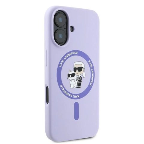 Etui Karl Lagerfeld Silicone Karl&Choupette Ring MagSafe na iPhone 16 - fioletowe Etui Karl Lagerfeld Silicone Karl&Choupette Ring MagSafe na iPhone 16 - fioletowe