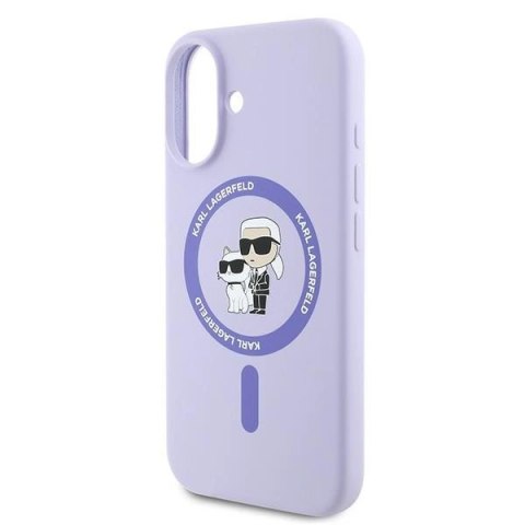 Etui Karl Lagerfeld Silicone Karl&Choupette Ring MagSafe na iPhone 16 - fioletowe Etui Karl Lagerfeld Silicone Karl&Choupette Ring MagSafe na iPhone 16 - fioletowe