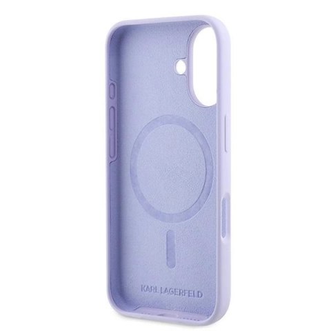 Etui Karl Lagerfeld Silicone Karl&Choupette Ring MagSafe na iPhone 16 - fioletowe Etui Karl Lagerfeld Silicone Karl&Choupette Ring MagSafe na iPhone 16 - fioletowe