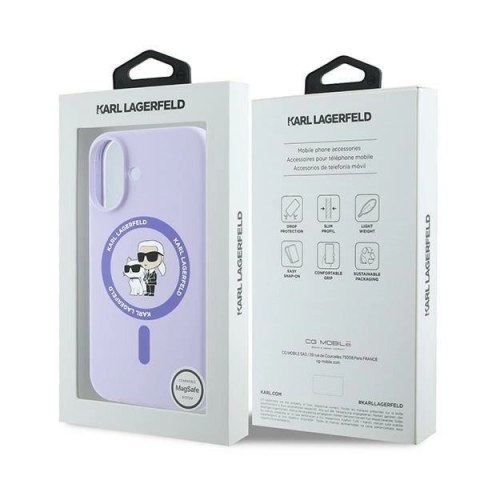Etui Karl Lagerfeld Silicone Karl&Choupette Ring MagSafe na iPhone 16 - fioletowe Etui Karl Lagerfeld Silicone Karl&Choupette Ring MagSafe na iPhone 16 - fioletowe