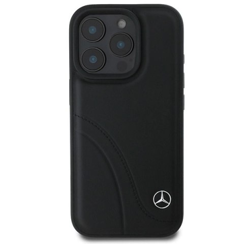 Etui Mercedes MB Curved Stitches Leather na iPhone 16 Pro - czarne Etui Mercedes MB Curved Stitches Leather na iPhone 16 Pro - czarne