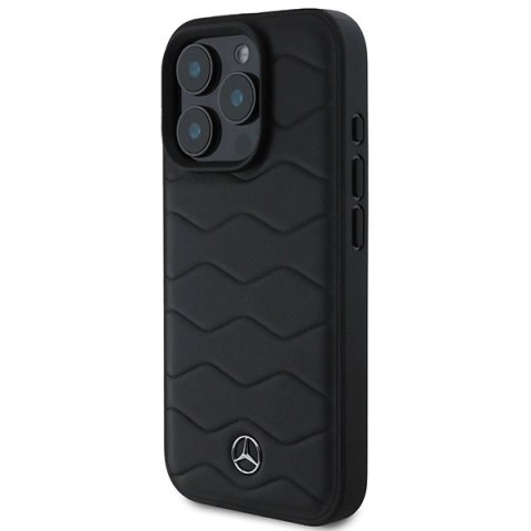 Etui Mercedes MB Waves Leather na iPhone 16 Pro - czarne Etui Mercedes MB Waves Leather na iPhone 16 Pro - czarne