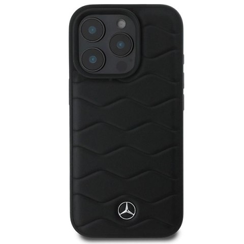 Etui Mercedes MB Waves Leather na iPhone 16 Pro - czarne Etui Mercedes MB Waves Leather na iPhone 16 Pro - czarne