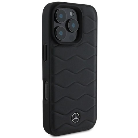Etui Mercedes MB Waves Leather na iPhone 16 Pro - czarne Etui Mercedes MB Waves Leather na iPhone 16 Pro - czarne
