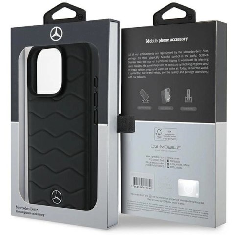 Etui Mercedes MB Waves Leather na iPhone 16 Pro - czarne Etui Mercedes MB Waves Leather na iPhone 16 Pro - czarne
