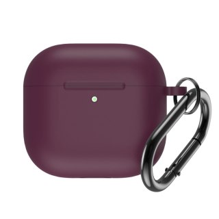 Etui silikonowe na Airpods 4 z karabińczykiem - bordowe