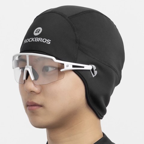 Czapka rowerowa Rockbros Dala zimowa pod kask z otworami na okulary - szara