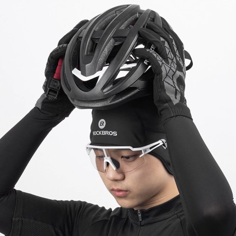 Czapka rowerowa Rockbros Dala zimowa pod kask z otworami na okulary - szara