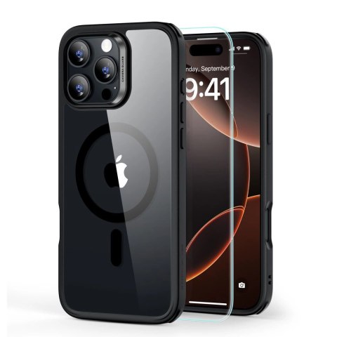 Etui ESR Classic Hybrid Halolock MagSafe + szkło hartowane na iPhone 16 Pro Max - przezroczyste z czarną ramką Etui ESR Classic Hybrid Halolock MagSafe + szkło hartowane na iPhone 16 Pro Max - przezroczyste z czarną ramką