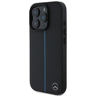 Etui Mercedes MB Blue Line Leather MagSafe na iPhone 16 Pro Max - czarne