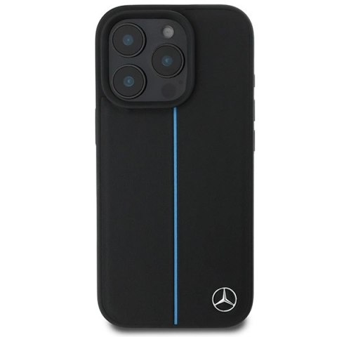 Etui Mercedes MB Blue Line Leather MagSafe na iPhone 16 Pro Max - czarne