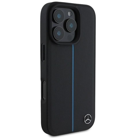 Etui Mercedes MB Blue Line Leather MagSafe na iPhone 16 Pro Max - czarne