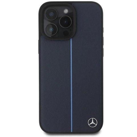 Etui Mercedes MB Blue Line Leather MagSafe na iPhone 16 Pro Max - granatowe Etui Mercedes MB Blue Line Leather MagSafe na iPhone 16 Pro Max - granatowe