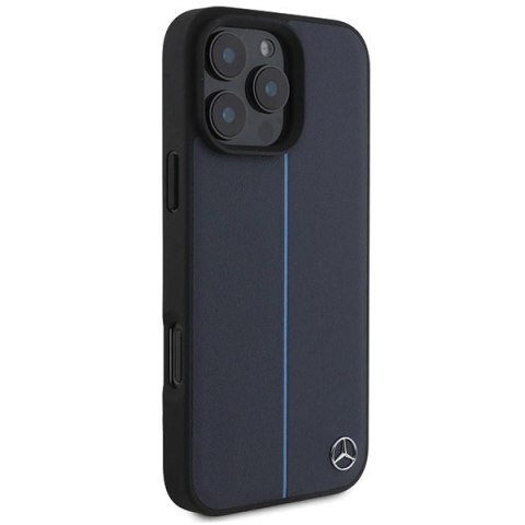 Etui Mercedes MB Blue Line Leather MagSafe na iPhone 16 Pro Max - granatowe Etui Mercedes MB Blue Line Leather MagSafe na iPhone 16 Pro Max - granatowe