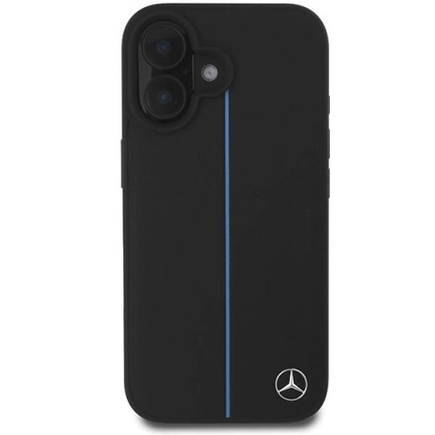 Etui Mercedes MB Blue Line Leather MagSafe na iPhone 16 - czarne Etui Mercedes MB Blue Line Leather MagSafe na iPhone 16 - czarne