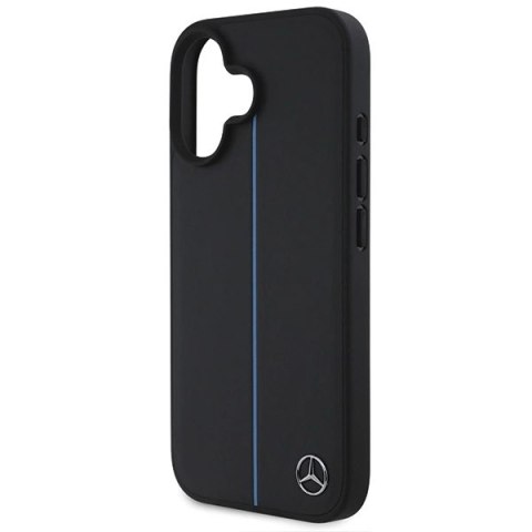 Etui Mercedes MB Blue Line Leather MagSafe na iPhone 16 - czarne Etui Mercedes MB Blue Line Leather MagSafe na iPhone 16 - czarne