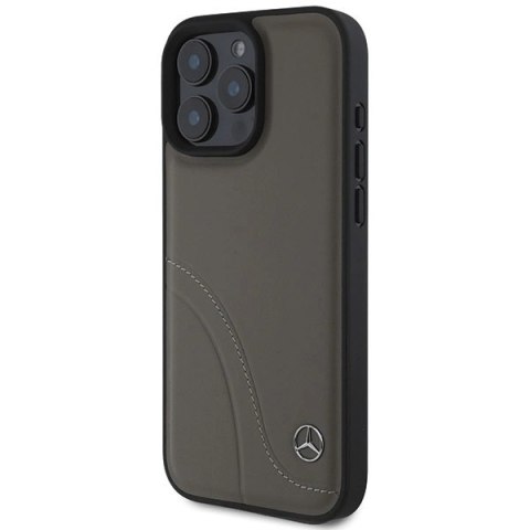 Etui Mercedes MB Curved Stitches Leather na iPhone 16 Pro Max - brązowe Etui Mercedes MB Curved Stitches Leather na iPhone 16 Pro Max - brązowe