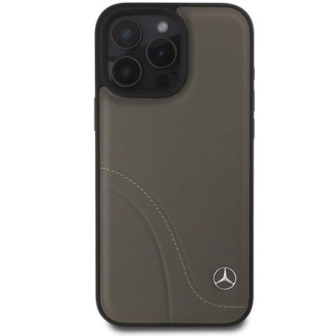 Etui Mercedes MB Curved Stitches Leather na iPhone 16 Pro Max - brązowe Etui Mercedes MB Curved Stitches Leather na iPhone 16 Pro Max - brązowe