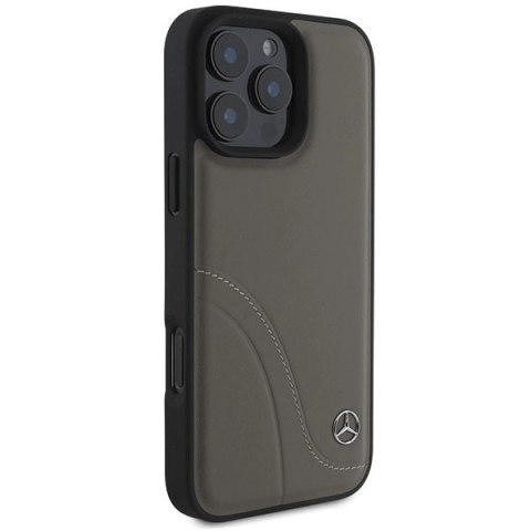 Etui Mercedes MB Curved Stitches Leather na iPhone 16 Pro Max - brązowe Etui Mercedes MB Curved Stitches Leather na iPhone 16 Pro Max - brązowe