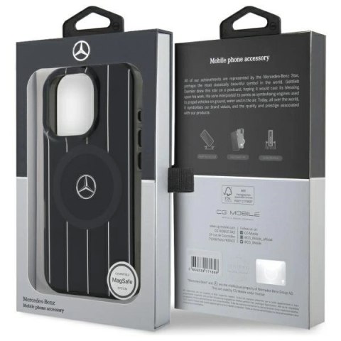 Etui Mercedes MB Double Layer Crossed Lines MagSafe na iPhone 16 Pro - czarne