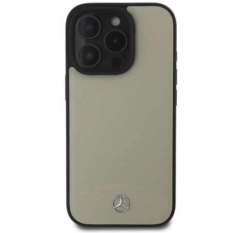 Etui Mercedes MB Textured and Plain Leather MagSafe na iPhone 16 Pro Max - beżowe