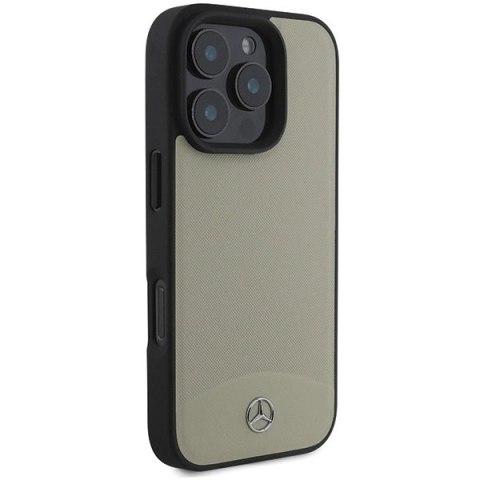 Etui Mercedes MB Textured and Plain Leather MagSafe na iPhone 16 Pro Max - beżowe