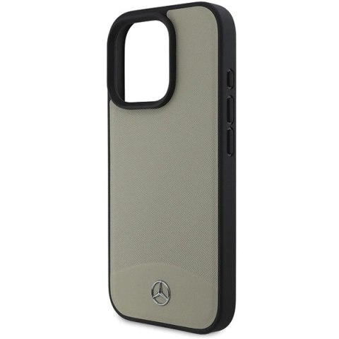 Etui Mercedes MB Textured and Plain Leather MagSafe na iPhone 16 Pro Max - beżowe