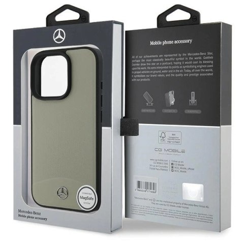 Etui Mercedes MB Textured and Plain Leather MagSafe na iPhone 16 Pro Max - beżowe