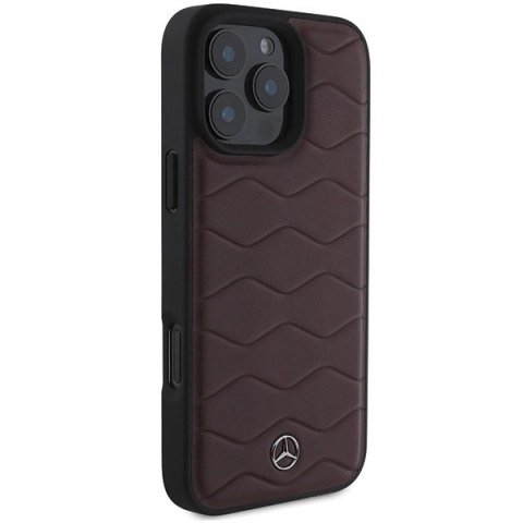 Etui Mercedes MB Waves Leather na iPhone 16 Pro Max - czerwone