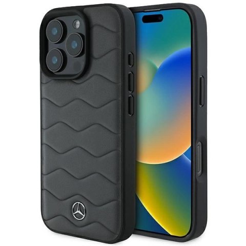 Etui Mercedes MB Waves Leather na iPhone 16 Pro Max - szare Etui Mercedes MB Waves Leather na iPhone 16 Pro Max - szare
