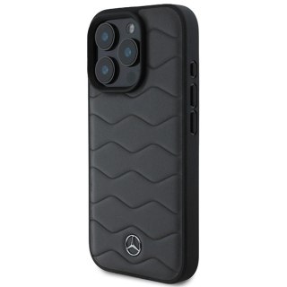 Etui Mercedes MB Waves Leather na iPhone 16 Pro Max - szare